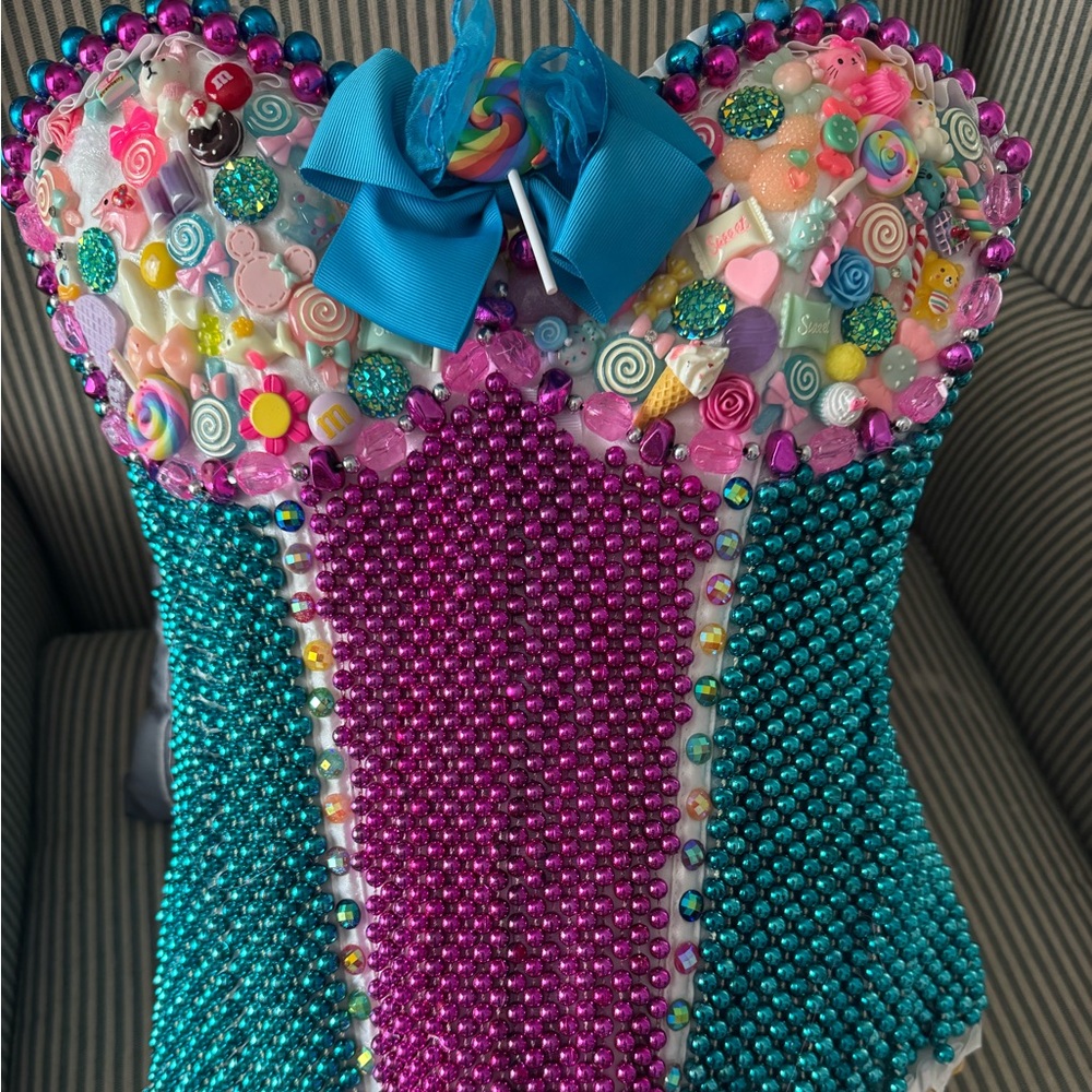 Custom Made Colorful Beaded Corset with Candy Accents